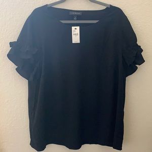 Lane Bryant Black Ruffle Blouse